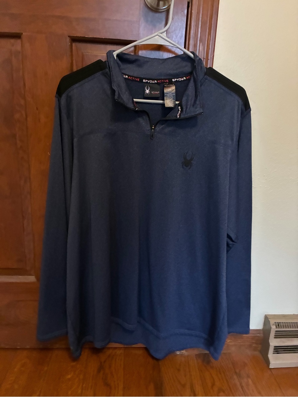 Spyder Men’s Navy Quarter-Zip Sweater with Black Shoulder Accents